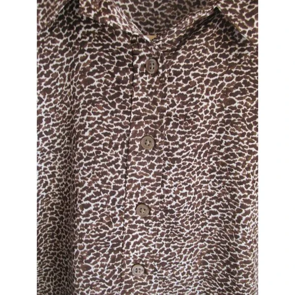 Ann Taylor Women's Brown Animal Print Roll Tab Sleeve Blouse Size 12 - Picture 4 of 11